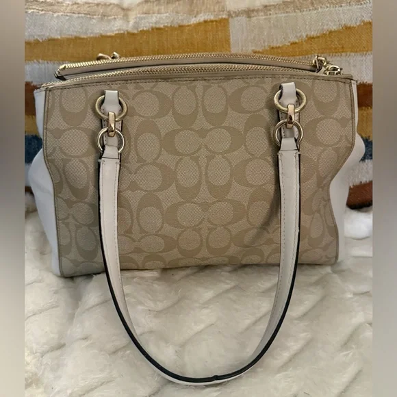 Coach Christie Signature Logo Small Shoulder Bag Carryall Tote - Picture 2 of 15